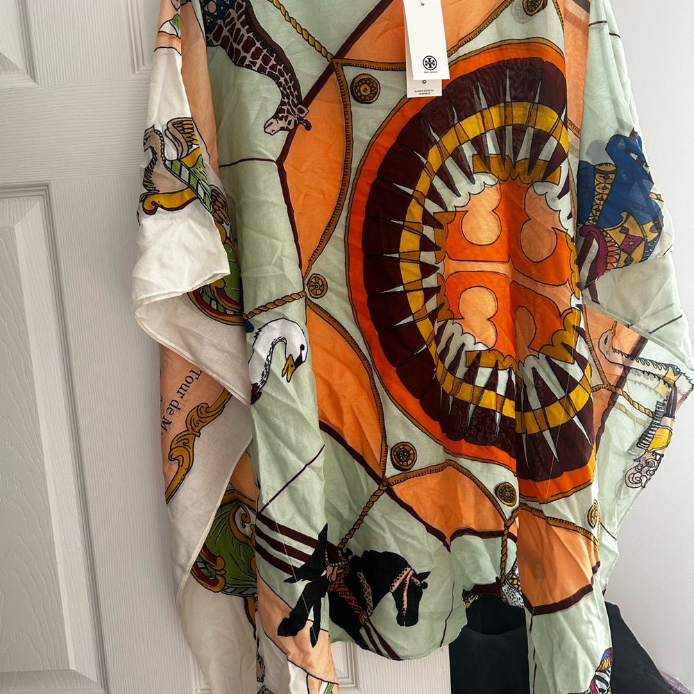 Tory Burch Printed Cotton Silk Beach Caftan - Picture 3 of 6